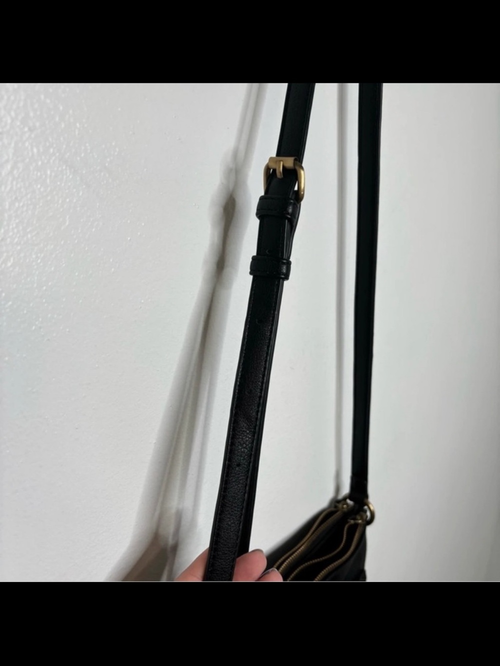 Anthropologie Black Pebbled Pocket Crossbody with Gold Hardware - Picture 8 of 8